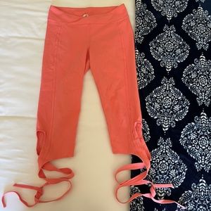 Free People Pink Turnout Lace-Up Leggings